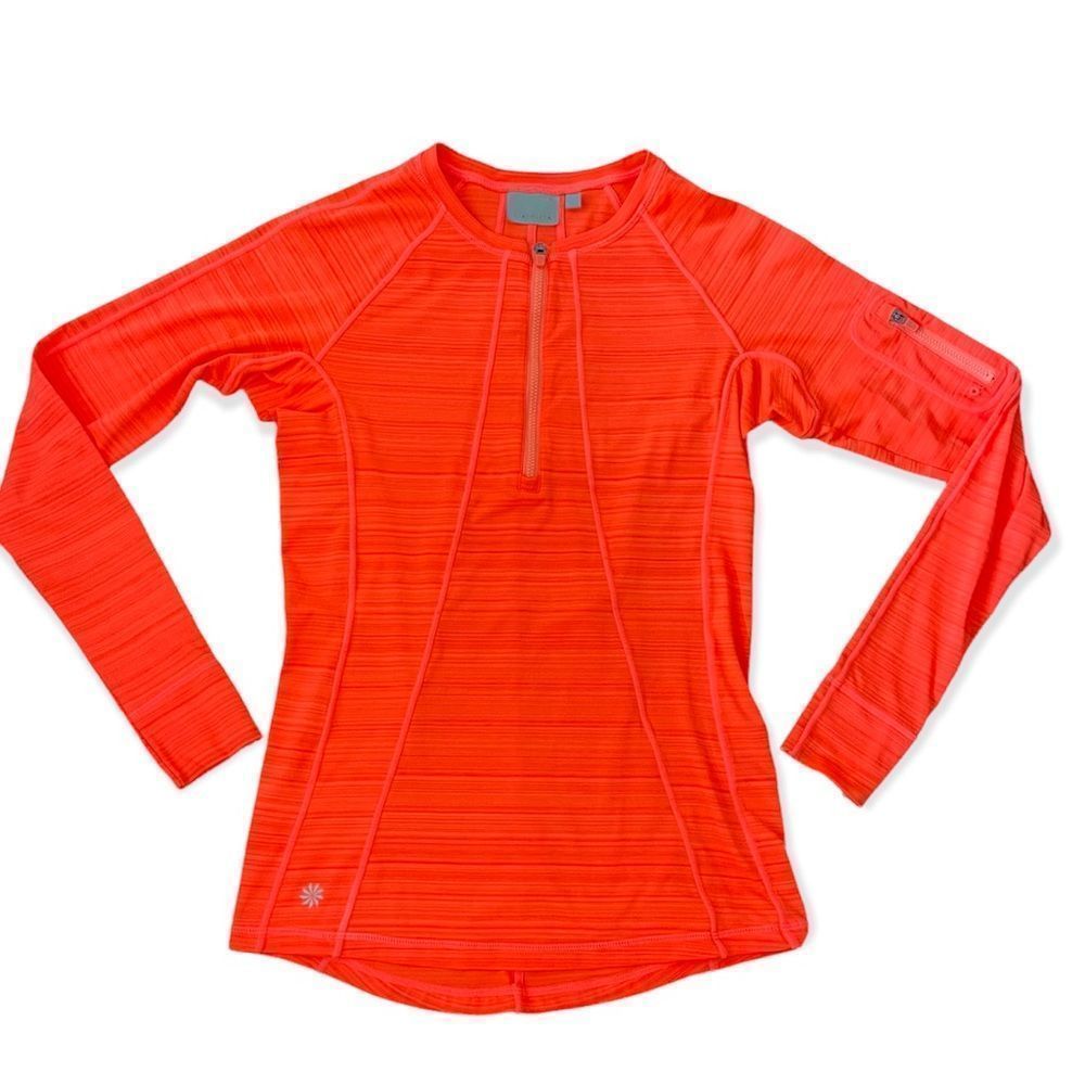 Athleta Pacifica UPF 50 Orange 1/2 Zip Long Sleeve Pullover Workout Swim Top XS